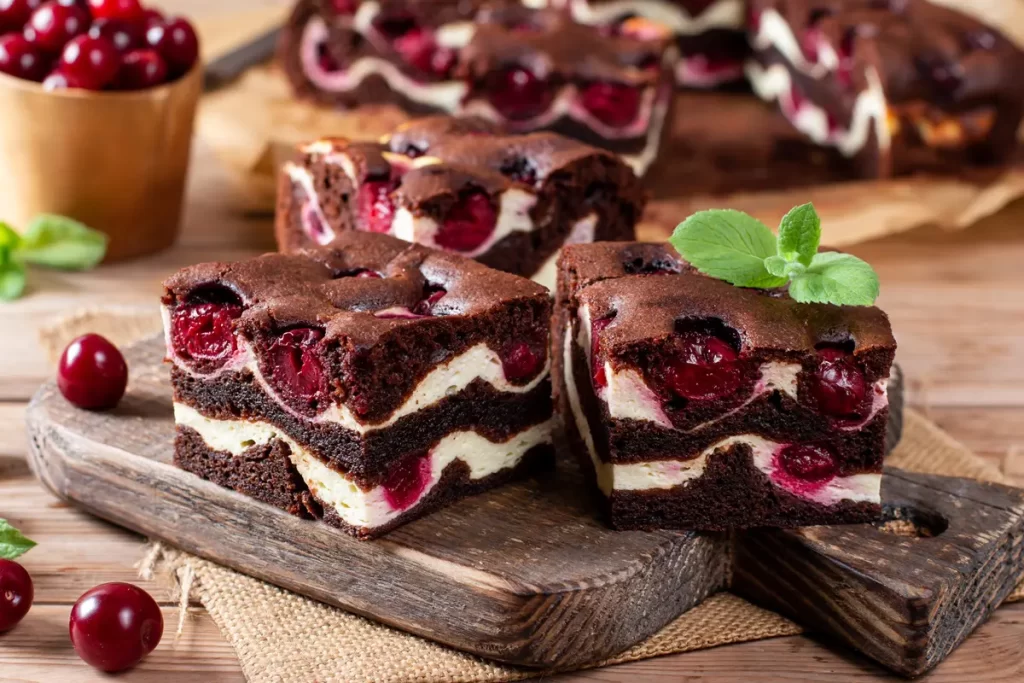 brownie-cu-branza-si-cirese